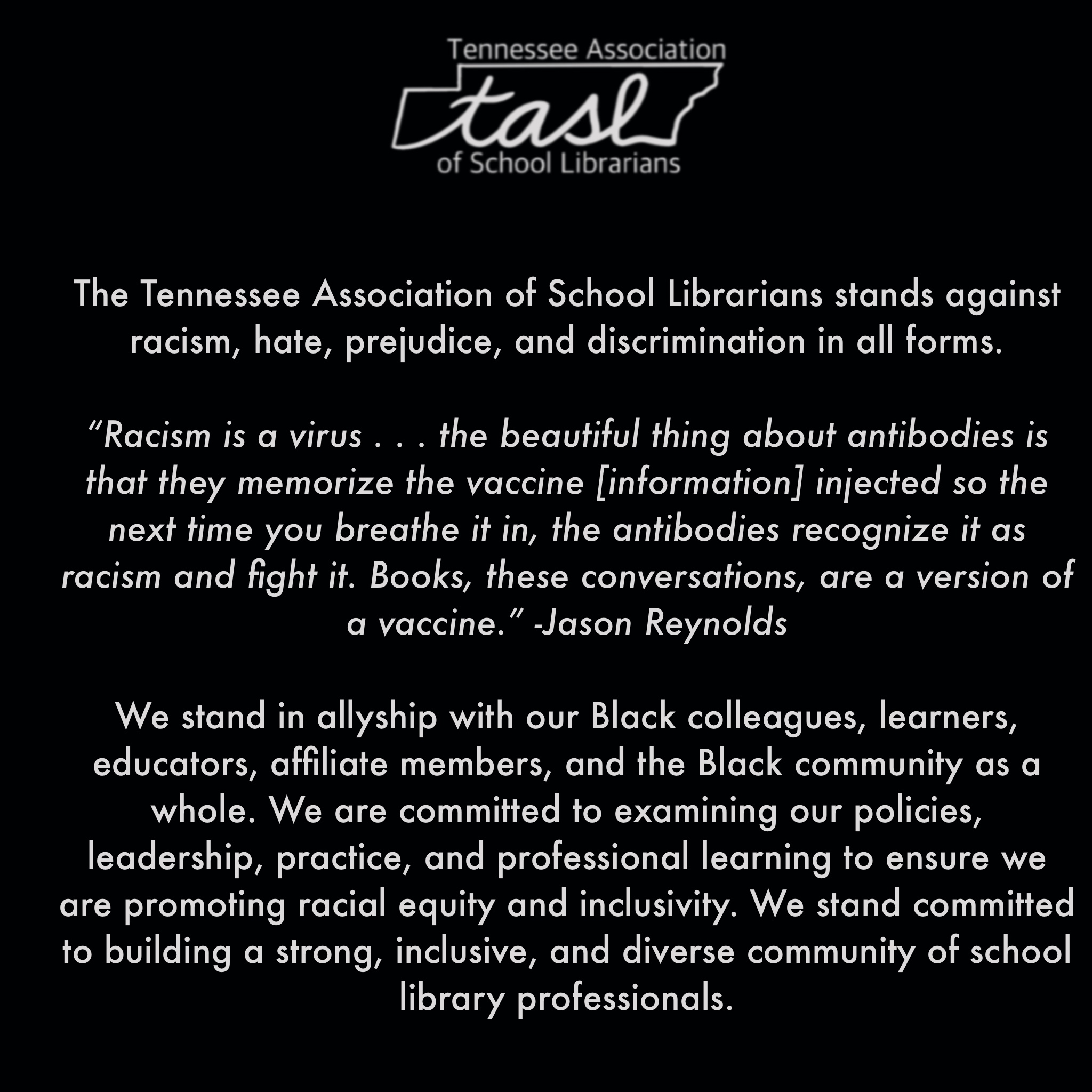 TASL Anti-Racism Statement